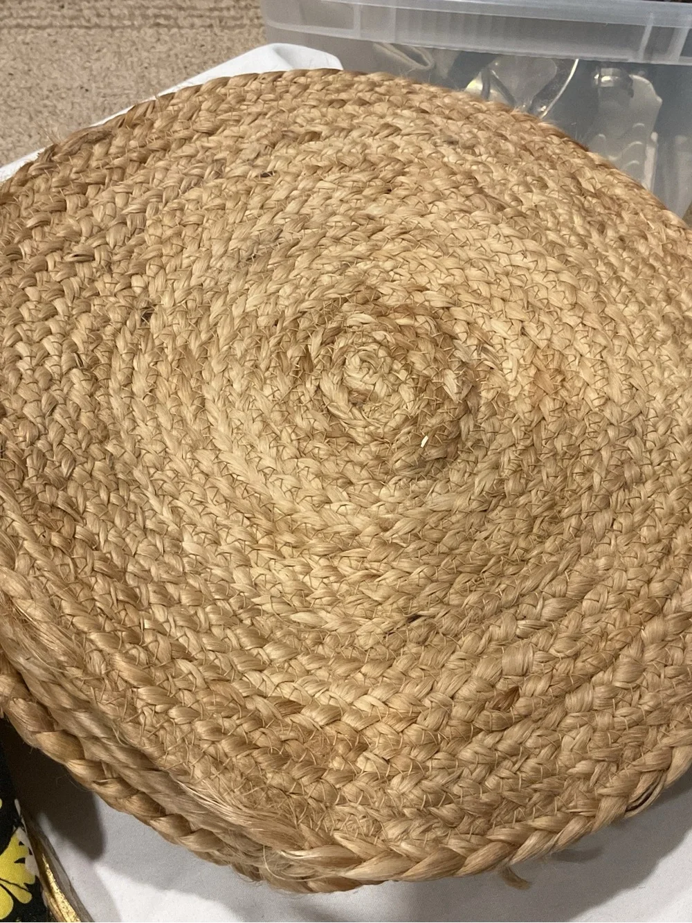 Natural Jute Placemats Seagrass Round Set 6 Neutral Tan Spiraled Braided Mats